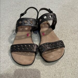Ros Hommerson Pewter Sandals with Cutout Design